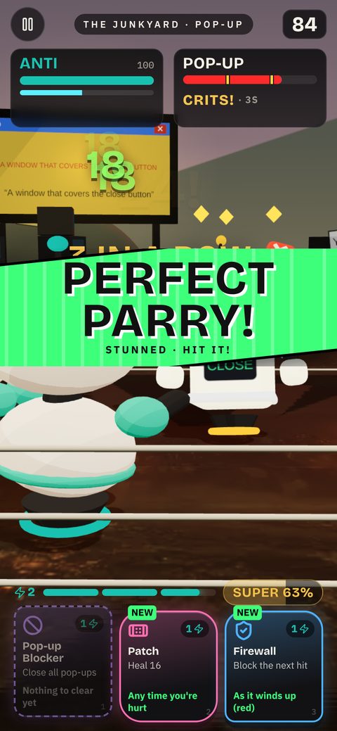 A perfect parry. The ad is stunned: hit it.
